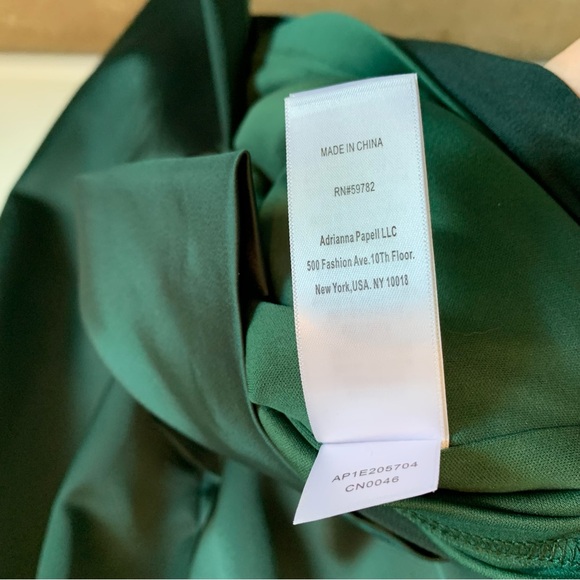 Adrianna Papell Women's Green Pleat Wrap Satin Cocktail Sheath Dress Size 8 - Picture 11 of 12